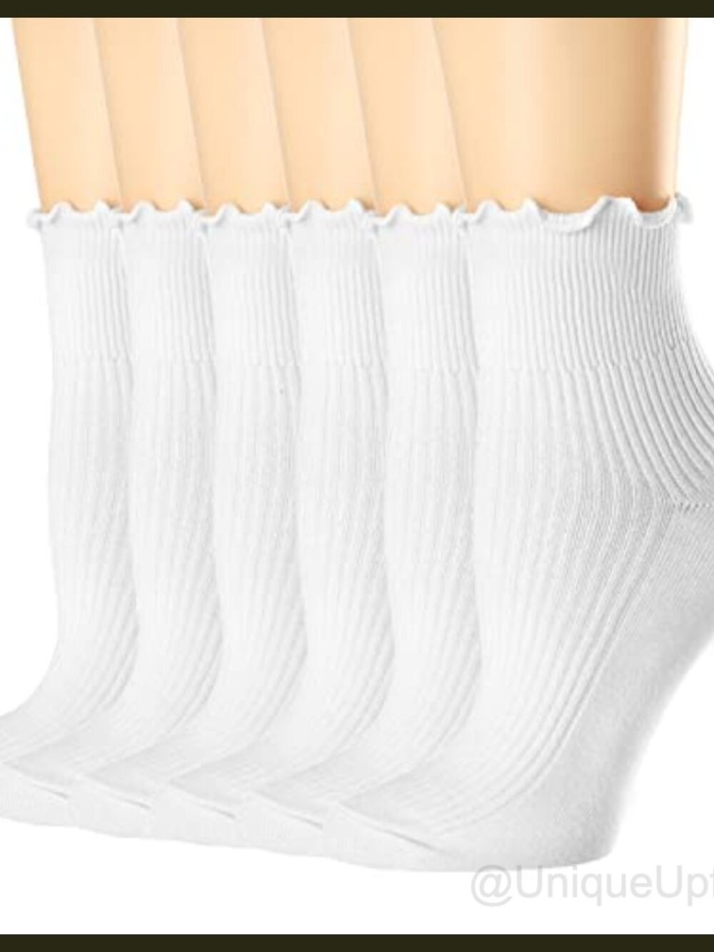 Womens Ruffle Ankle Socks Combed Cotton Knit Frilly 6 Pack